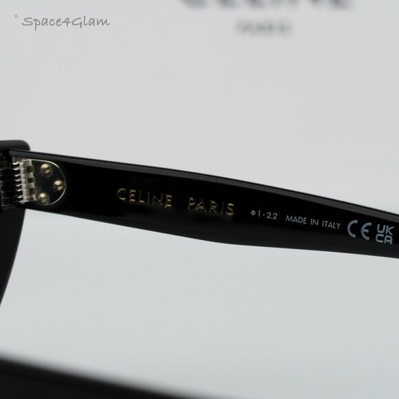 BRAND NEW Celine CL40228I 01A Shiny Black Smoke Grey Geometric Women Sunglasses - Picture 7 of 10